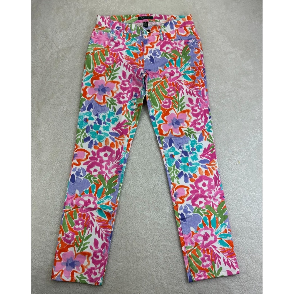 Lauren Ralph Lauren Floral Cropped Pants in Pink, Orange, Green, Blue